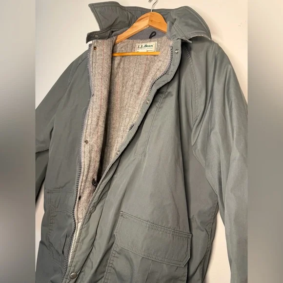 Vintage L.L.Bean Wool Lined Parka Jacket Mens Large USA Made Outdoor Field Coat